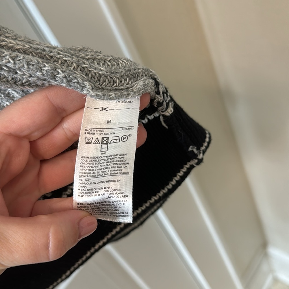 Gap Women's 100% Cotton Textured Black and Grey Striped Open Front Cardigan - Picture 5 of 5